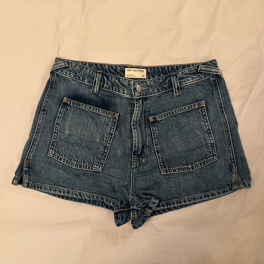 Free People Women's Blue Denim Shorts